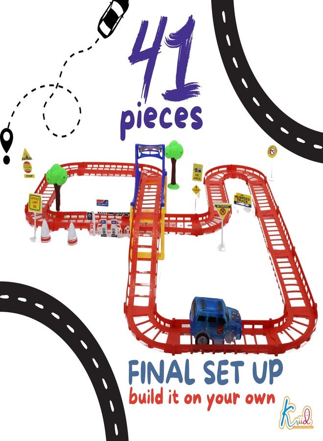 Kriiddaank Spiderman Mini Track Small (41 pcs) - Track Pieces Bridges & Roads, Roadway Signs, Traffic Cones, Race Adventure | Fun & Educational Toy for Kids | Safe, Engaging & Interactive Play - Image 3